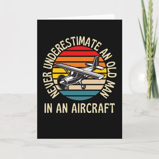 Carte Vieux Homme Dans Un Avion Drôle Pilote (Devant)
