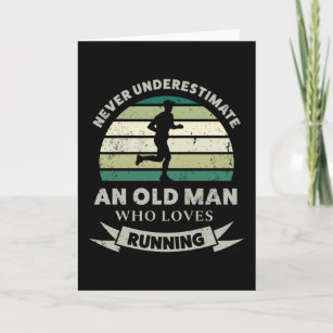 Carte Vieux homme qui aime courir drôle papa cadeau