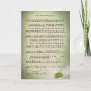 Carte Vieux hymne feuille de musique avec fleur pour la