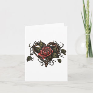 Carte Vieux Rose de l'école Coeur Tatouage Valentines Jo