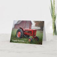 Vieux tracteur Red Farm pour anniversaire