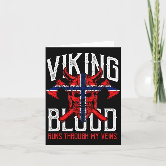 Carte Viking Blood Skull Norwegian Flag Pride Norway  (Devant)