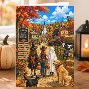 Carte Village de campagne automnal charmant Joyeux Hallo