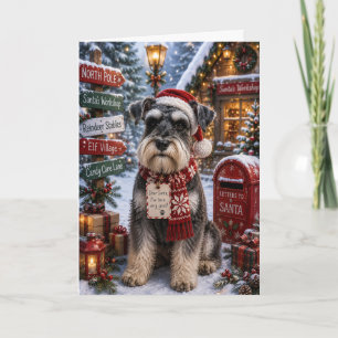 Carte Village de Noël du Pôle Nord Schnauzer Chien de Fê
