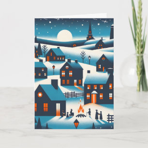 Carte Village de Nouvelle-Angleterre - Scène hivernale