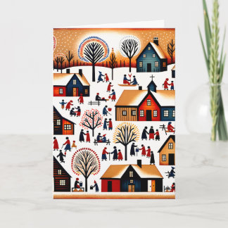 Carte Village de Nouvelle-Angleterre - Scène hivernale
