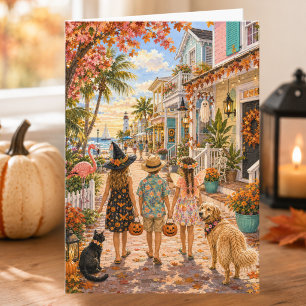 Carte Ville côtière de plage Joyeux Halloween