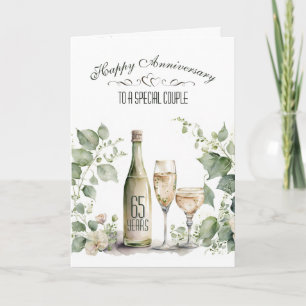 Carte Vin d'anniversaire de mariage 65 ans et lierre