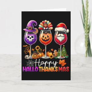 Carte Vin de Hallothanksmas Halloween Thanksgiving C