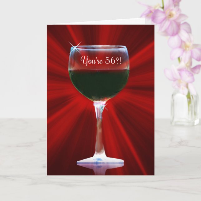 Carte Vin drôle thème heureux 56e anniversaire (Orchidée)