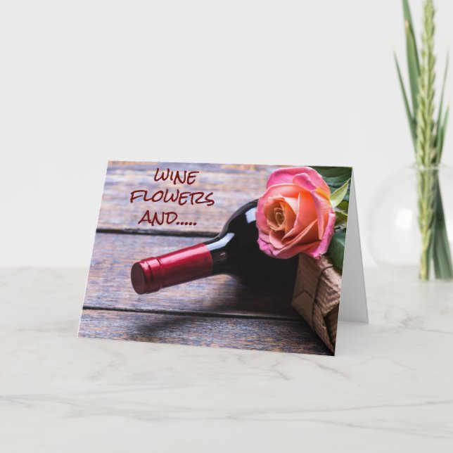 CARTE VIN ET FLEURS ET "VOUS" ET "MOI" CÉLÉBRENT (Devant)