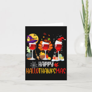 Carte Vin Halloween Thanksgiving Noël Joyeux Hallot