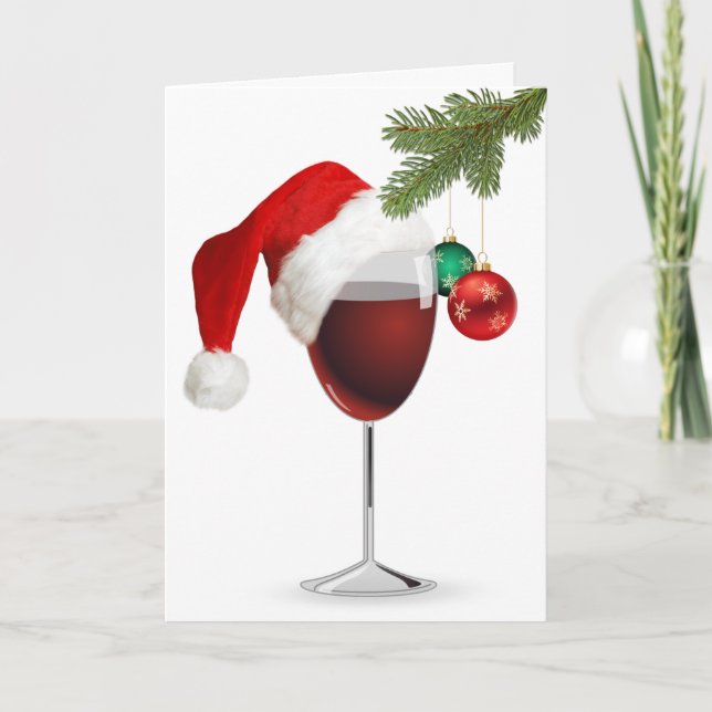 Carte Vin rouge de Noël avec Casquette (Devant)