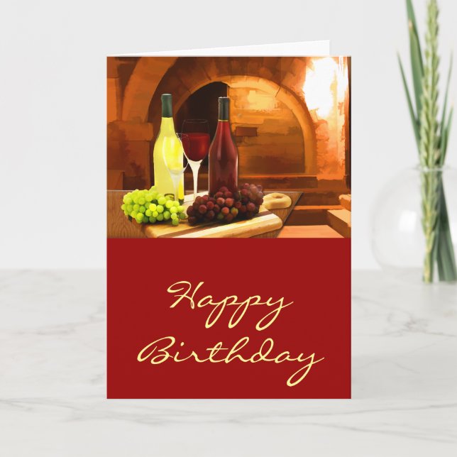 Carte Vin rouge et blanc dans l'anniversaire de cave (Devant)