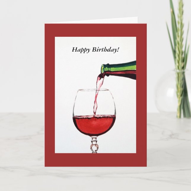 Carte Vin rouge Joyeux anniversaire (Devant)