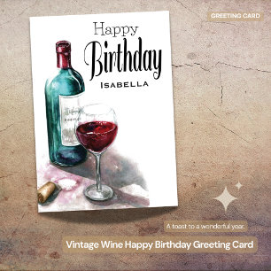 Carte Vin rouge personnalisé heureux voeux d'anniversair