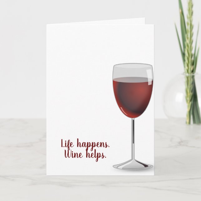 Carte vin rouge pour anniversaire blanc (Devant)
