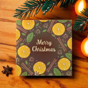 Carte Vin rougi de Noël marron épicé