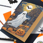 Carte Vincent van Ghost Halloween<br><div class="desc">Cette carte amusante,  parodie de la peinture de Vincent van Gogh "Starry Night",  présente un fantôme éffrayant et des citrouilles sculptés. Le texte intérieur dit : Vincent van Ghost espère que vous avez une nuit éffrayante. Cliquez sur "Personnaliser ce Modèle" pour modifier ou supprimer facilement le texte présenté.</div>