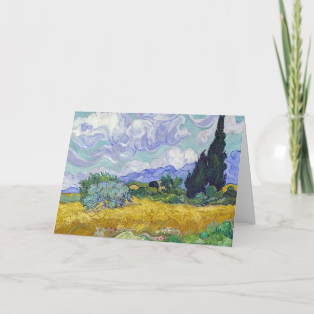 Carte Vincent Van Gogh - Champ de blé avec cyprès (Devant)