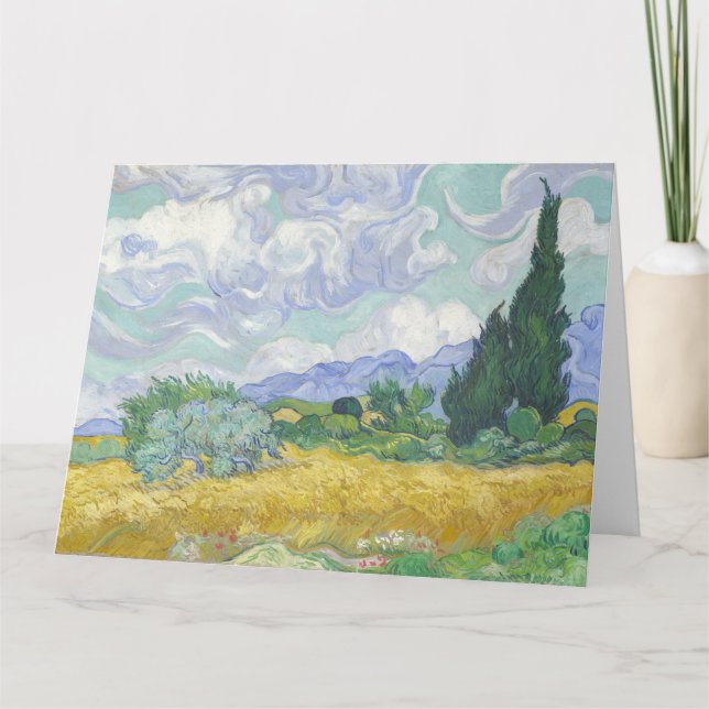 Carte Vincent Van Gogh, Champ de blé avec cyprès (Devant)