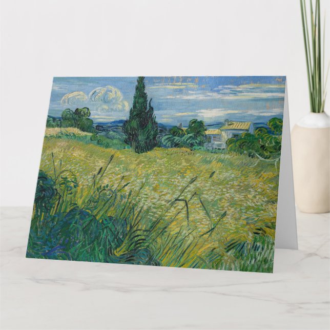Carte Vincent Van Gogh, champ de blé vert avec Cypress (Devant)