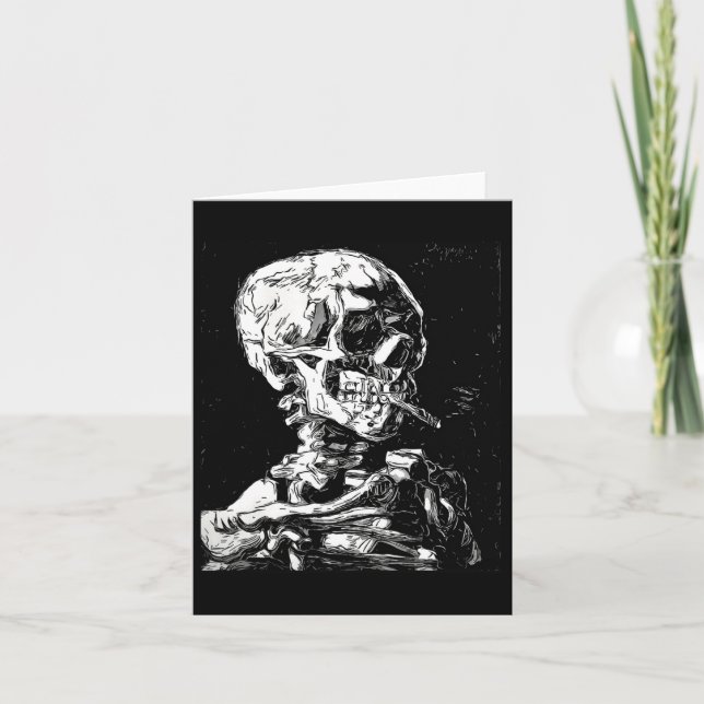 Carte Vincent Van Gogh Crâne avec cigarette Squelette Ha (Devant)