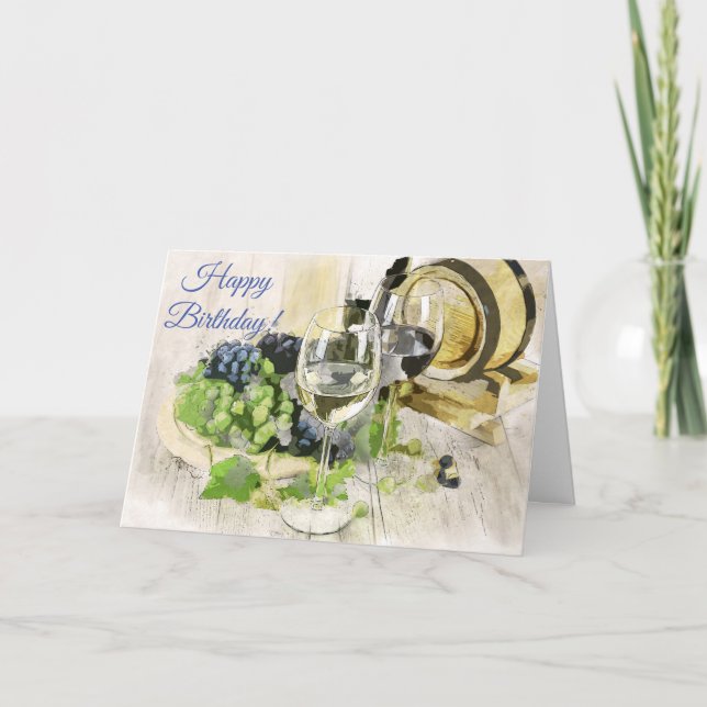 Carte Vins et raisins Anniversaire (Devant)