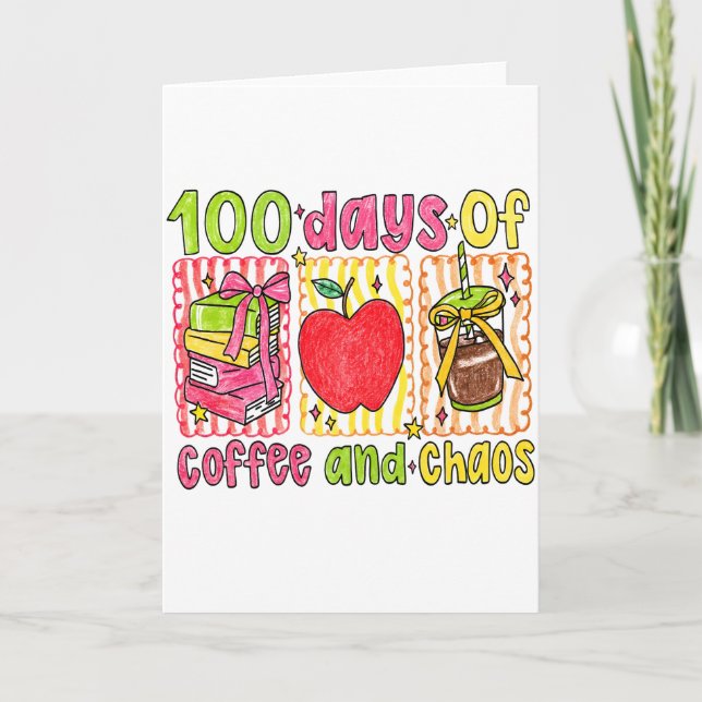 Carte Vintage 100 Days Of School Rainbow Crayon  (Devant)