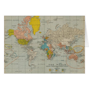 Carte vintage 1910 du monde