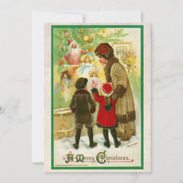 Carte Vintage 1912 Mère avec enfants Joyeux Noël (Devant)