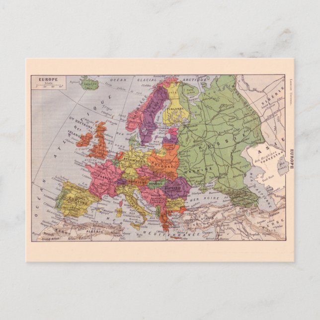 Carte vintage, 1920, Europe (Devant)