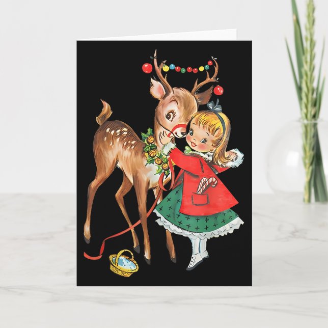 Carte Vintage 1950s Old Fashioned Family Christmas Retro (Devant)