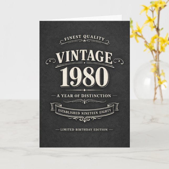 Carte Vintage 1980 Birthday (Fleur jaune)