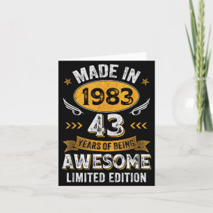 Carte Vintage 1983 43 Ans Anniversaire 43e Anniversaire