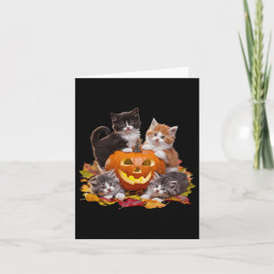 Carte Vintage 90s Chat Citrouille Halloween rétro floral