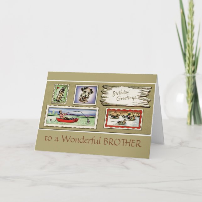 Carte Vintage à un merveilleux anniversaire de frère (Devant)