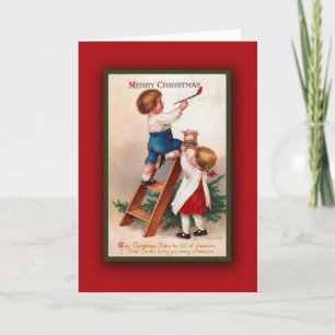 Carte vintage adorable d'art de Noël