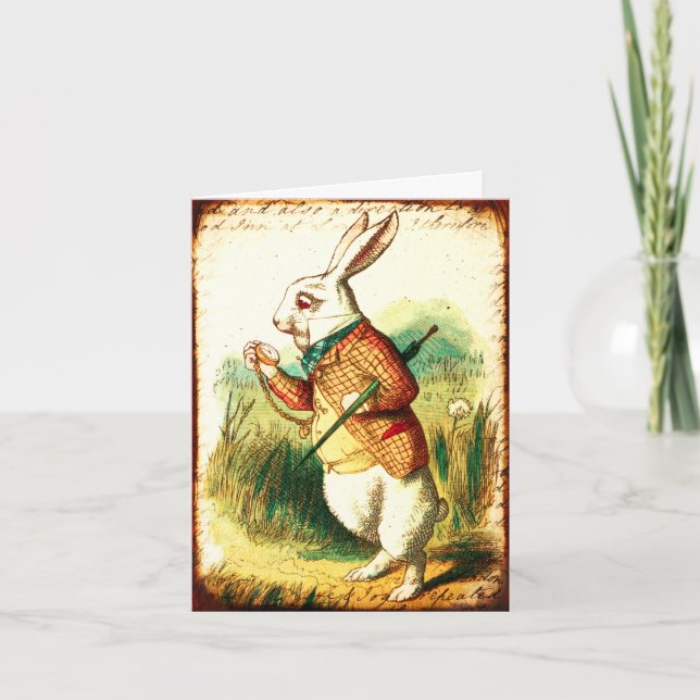 Carte Vintage Alice, Lapin Blanc (Devant)