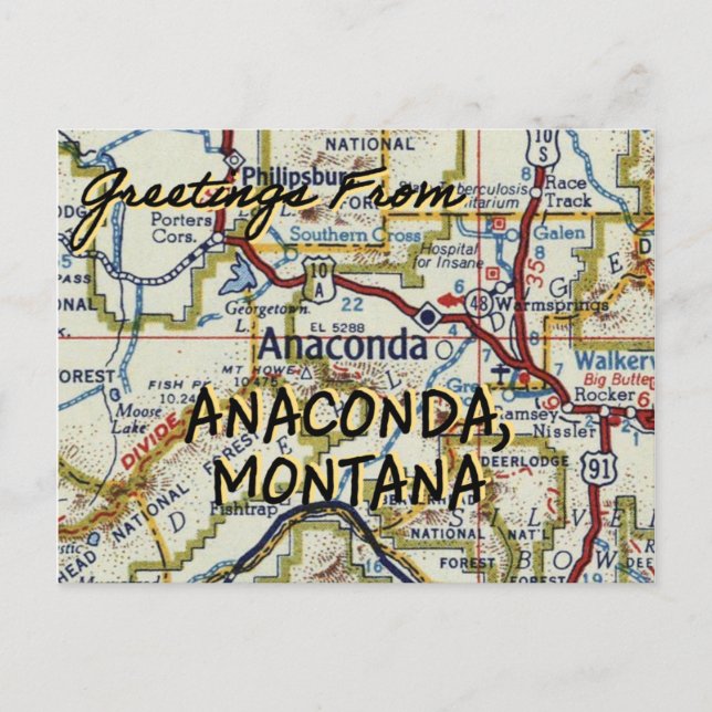 Carte Vintage Anaconda Montana (Devant)