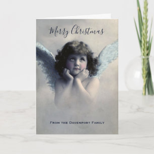 Carte Vintage Ange Noël Rétro Joyeux Noël