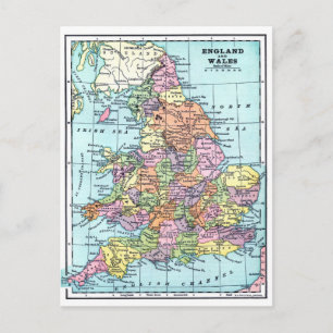 Carte vintage - Angleterre & Pays de Galles