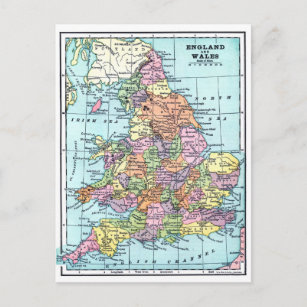Carte vintage - Angleterre & Pays de Galles