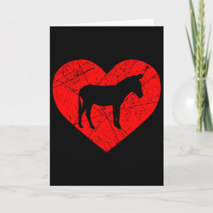 Carte Vintage Animal de Ferme Âne Amant Cœur Amour Valen