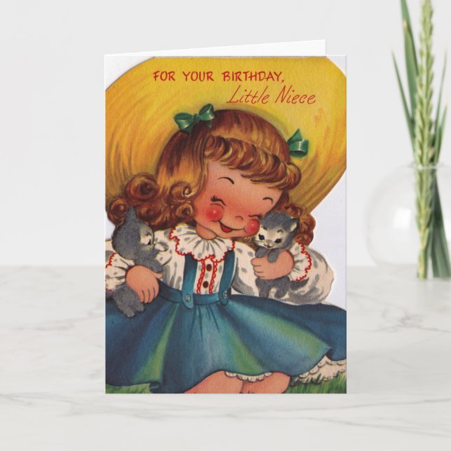 Carte Vintage années 1950 Joyeux anniversaire petite niè (Devant)