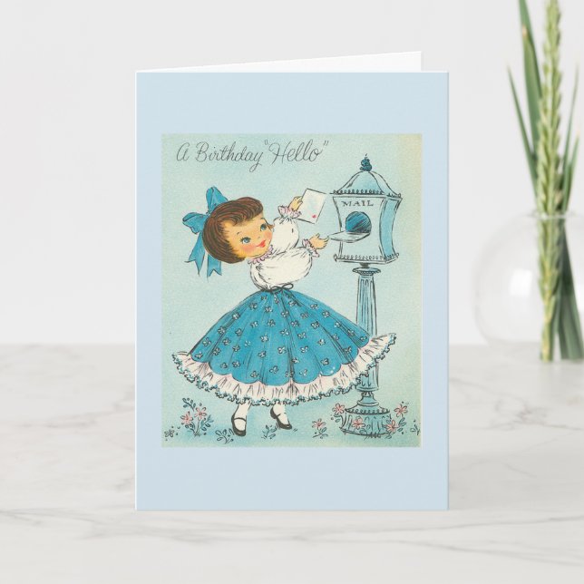 Carte Vintage - Anniversaire Bonjour, (Devant)