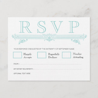 Carte vintage Aqua Turquoise Wedding RSVP