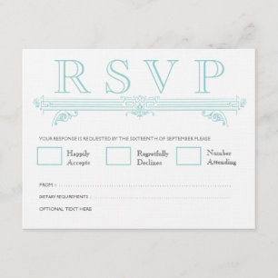 Carte vintage Aqua Turquoise Wedding RSVP