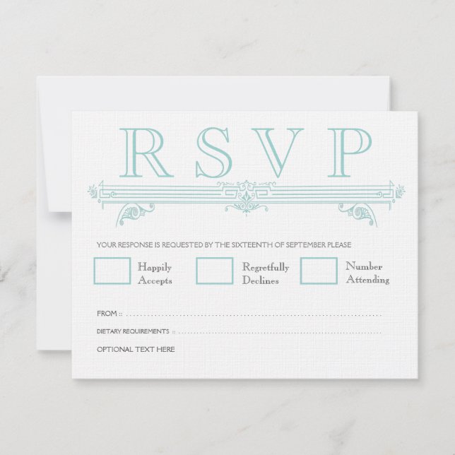 Carte vintage Aqua Turquoise Wedding RSVP (Devant)