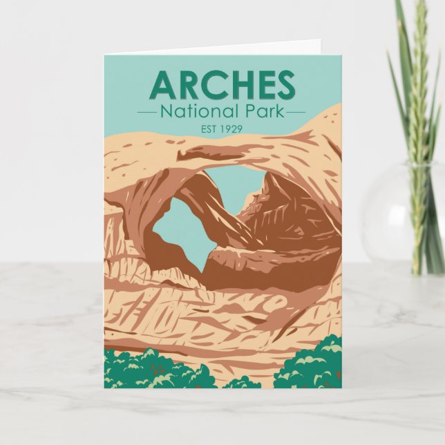 Carte Vintage Arches Parc National Double Arche (Devant)